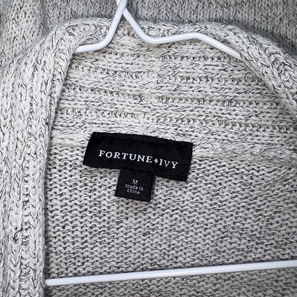 FORTUNE + IVY Womens Long Sleeve Open Cardigan Gray Size Medium - Picture 4 of 4